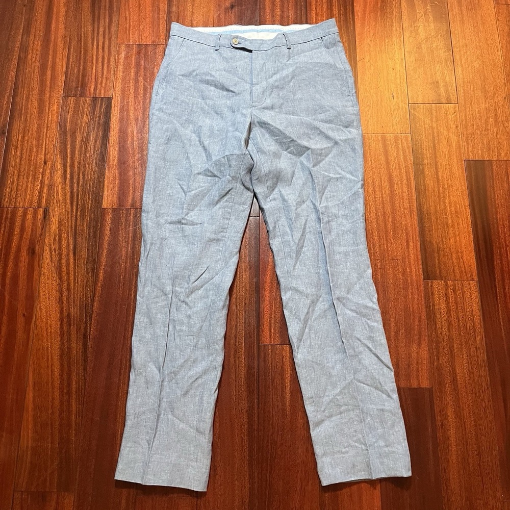 Joseph Abboud Pants Mens 34x32 100% Linen Light Blue Lightweight TRUE TO SIZE